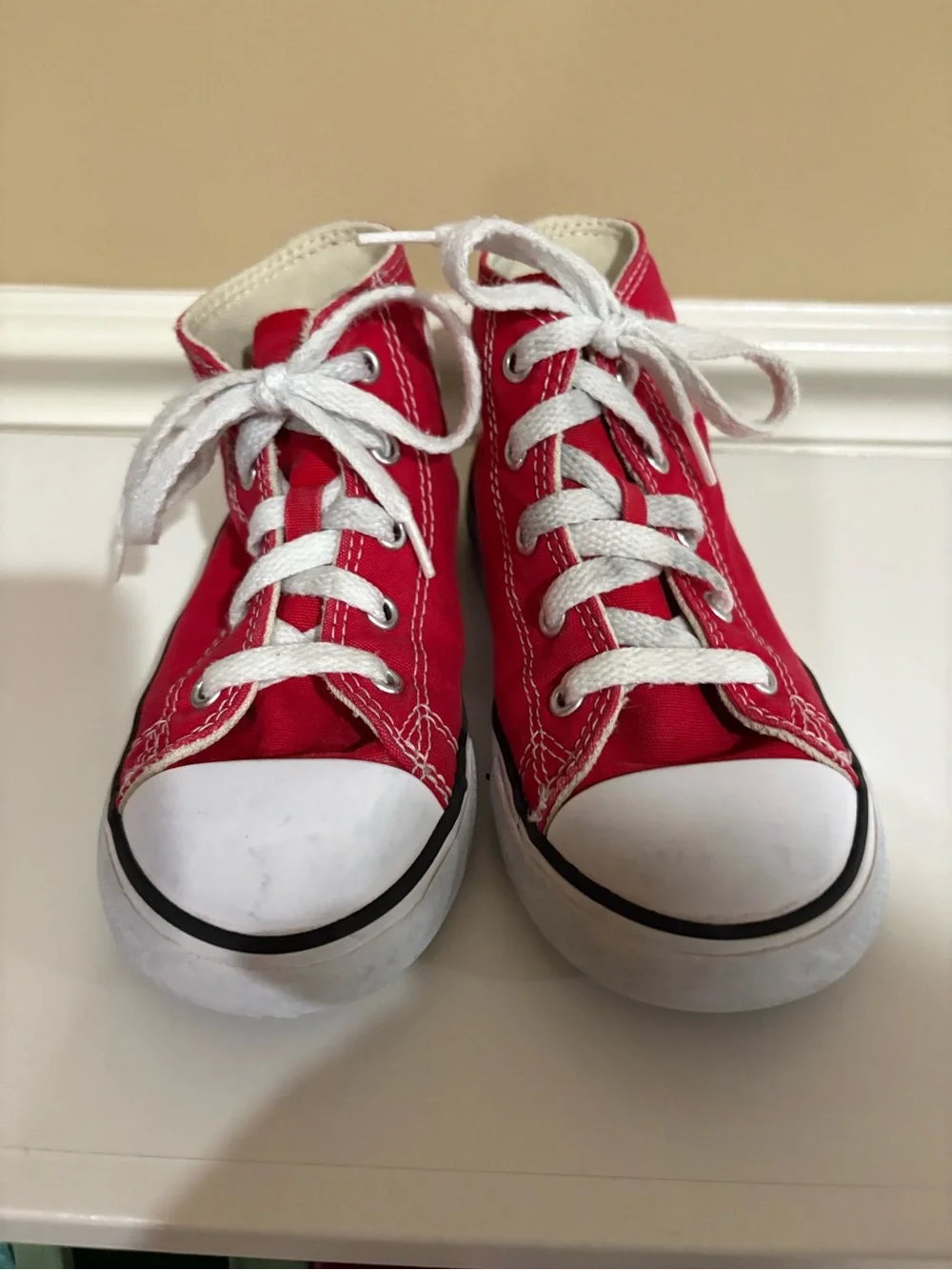 Converse Kids Red Canvas High-Top Sneakers with White Laces